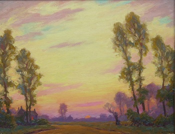 Appraisal: William Charles Baker American - Sunset Oil on Beaverboard signed