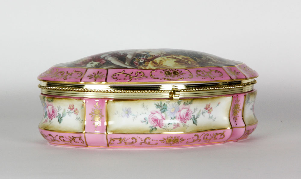 Appraisal: - Limoges Covered Painted Box Limoges France covered painted box