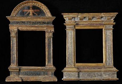 Appraisal: TWO TH C -STYLE TABERNACLE FRAMES x in x in