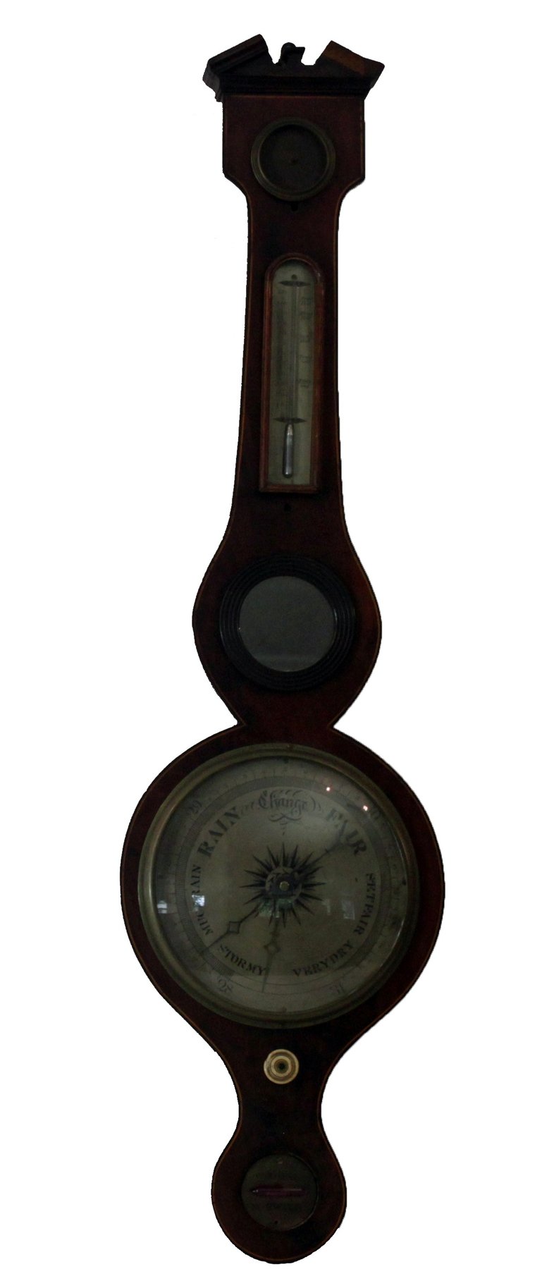 Appraisal: A Regency mahogany barometer and thermometer in a banjo shaped