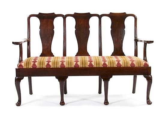 Appraisal: A George II Style Mahogany Triple Chairback Settee A George