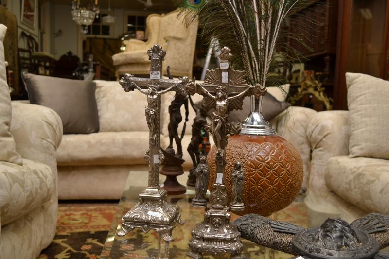 Appraisal: TWO SILVER CHRIST CRUCIFIX FIGURES A SILVER CHRIST CRUCIFIX FIGURE