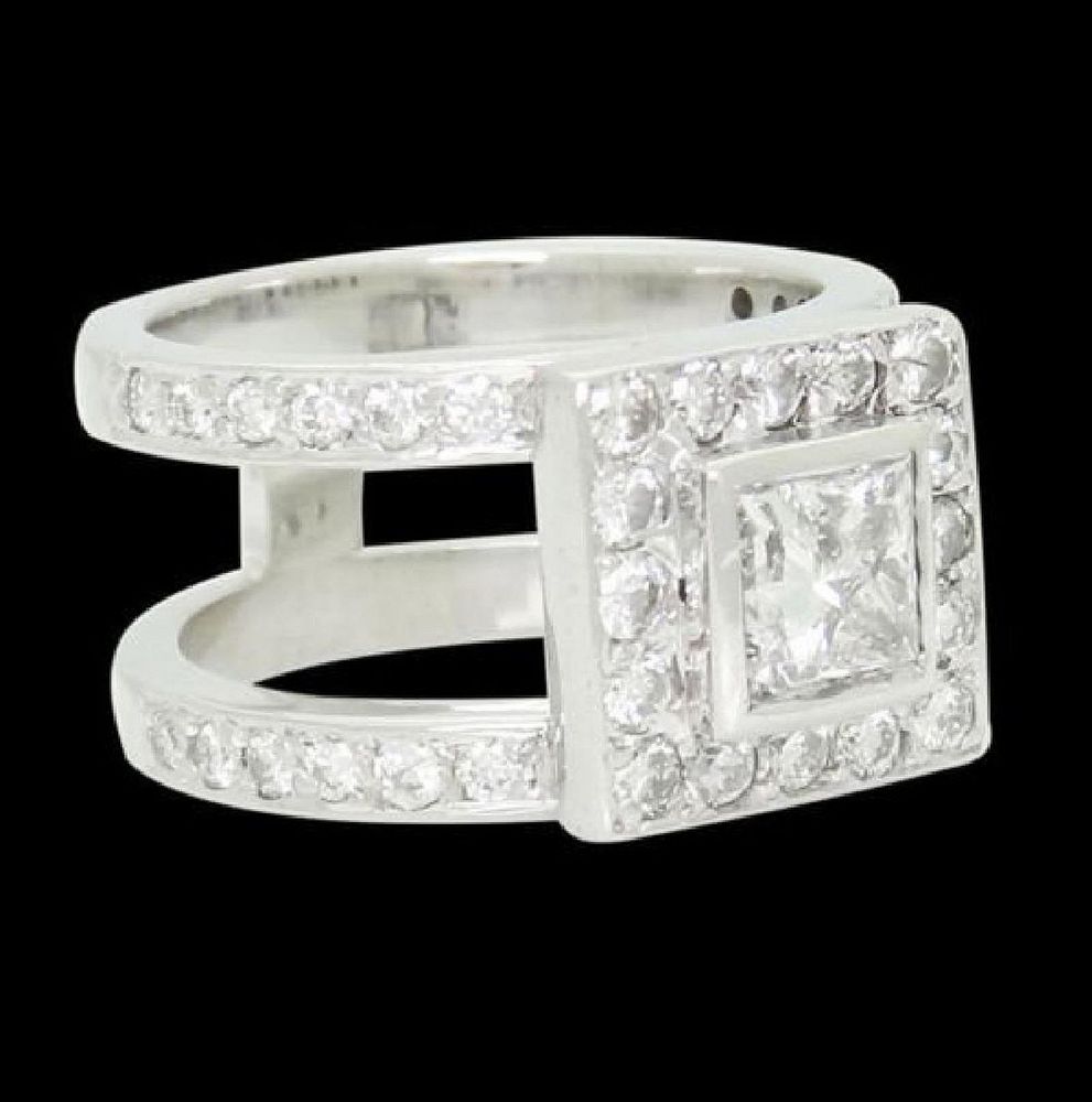 Appraisal: k Gold Ct TCW Princess Center Diamond Ring k White