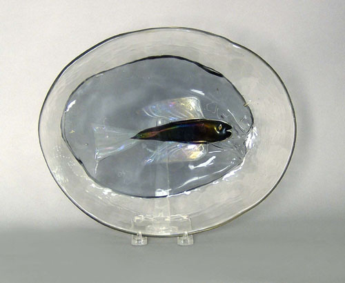 Appraisal: Italian art glass fish platter l w