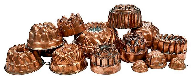 Appraisal: Copper Cooking Molds British Continental th century set of copper