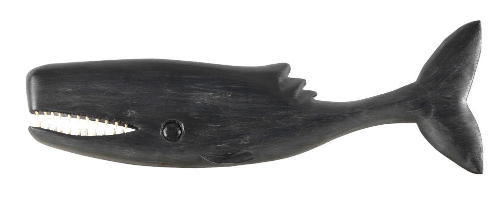 Appraisal: M E YARNELLI CARVED WOODEN SPERM WHALE WALL PLAQUE BLUE