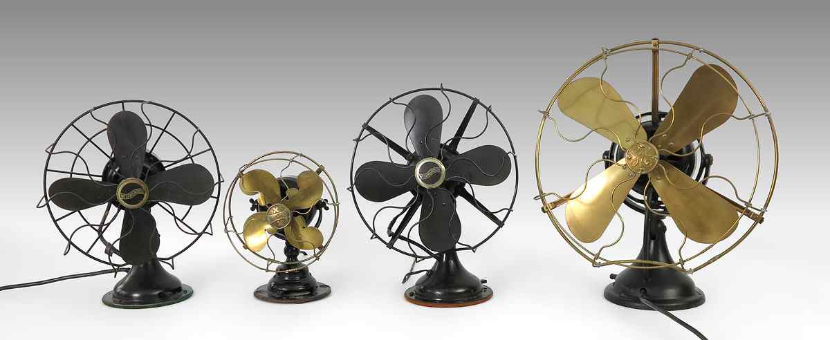 Appraisal: PIECE ANTIQUE ELECTRIC FANS To include General Electric brass and