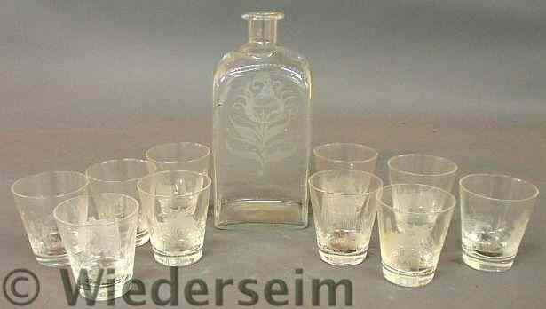 Appraisal: Set of ten glasses each etched with horses and coach