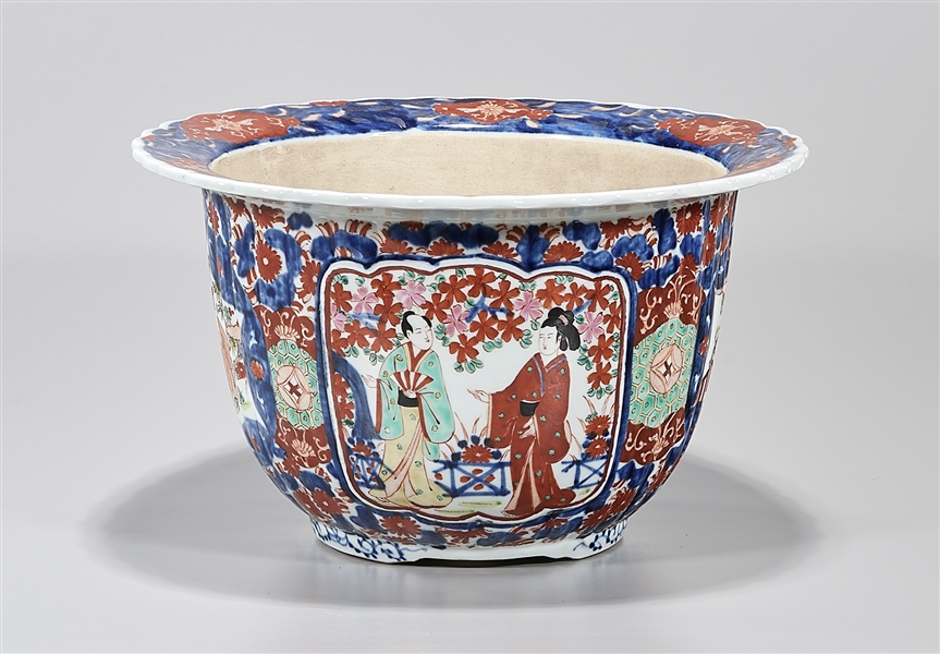 Appraisal: Japanese Imari-style porcelain planter x approx Condition wear frits pits