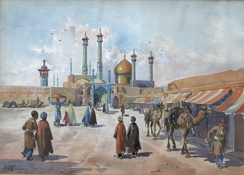 Appraisal: HAYRAPETIAN R A Iran th C Orientalist Market Scene Tehran