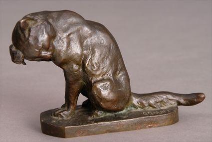 Appraisal: G GARDET THE CAT Bronze with impressed signature modeled seated