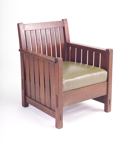 Appraisal: L J G STICKLEY Prairie armchair no en suite with