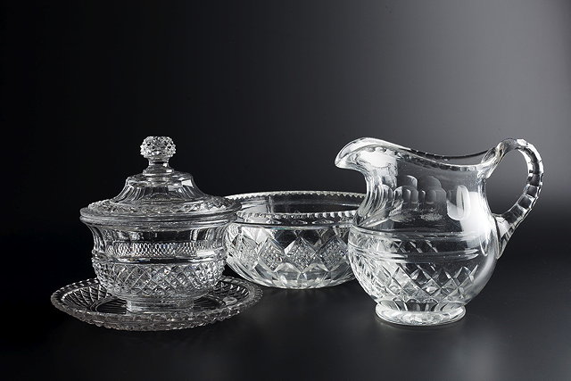 Appraisal: A TH CENTURY CUT GLASS BON BON DISH AND COVER