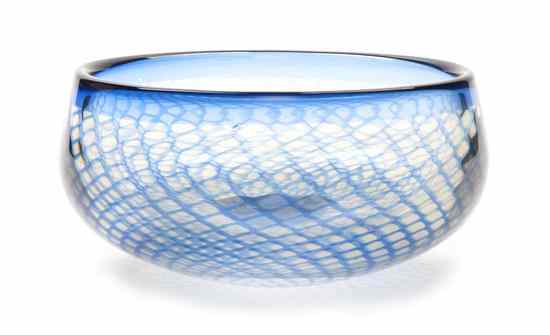 Appraisal: An Orrefors Glass Bowl Sven Palmquist decorated with a lattice