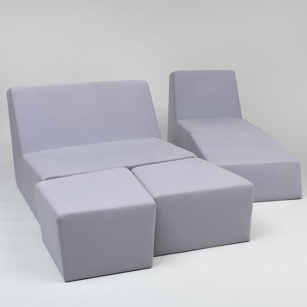 Appraisal: Quinze Milan Grey Felt Custom Sofa x ft in x