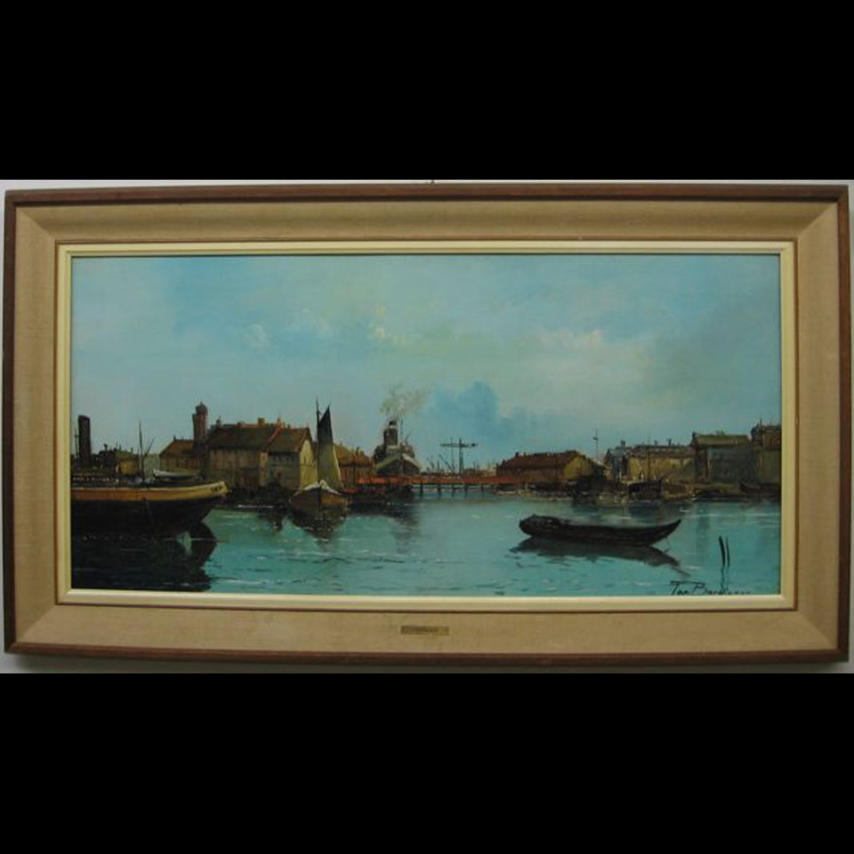 Appraisal: TONI BORDIGNON - ITALIAN VENICE HARBOUR OIL ON MASONITE x