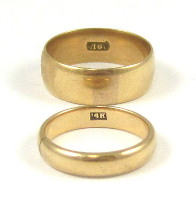 Appraisal: TWO PLAIN YELLOW GOLD BANDS including an k gold band