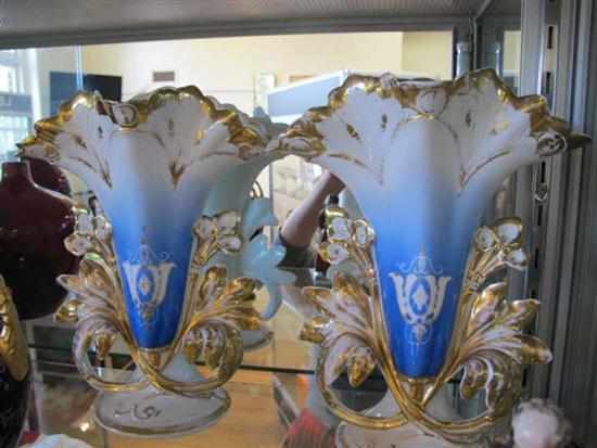 Appraisal: PAIR OF TH CENTURY FRENCH GILDED ALTAR VASES ONE RESTORED