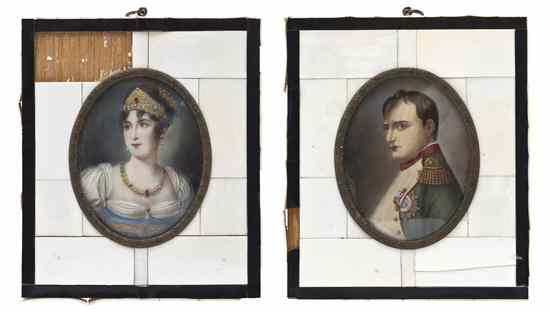 Appraisal: A Pair of French Portrait Miniatures on Ivory depicting Napoleon