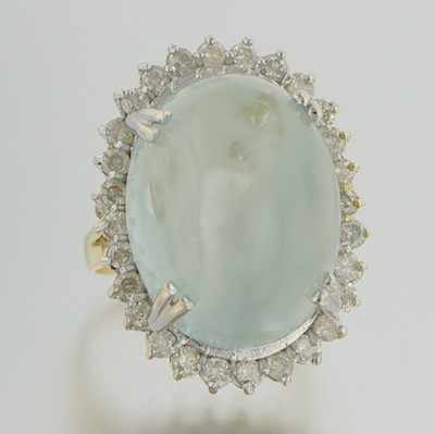 Appraisal: A Ladies' Diamond and Beryl Cabochon Ring k yellow gold