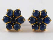 Appraisal: A pair of yellow metal tests carat gold sapphire cluster