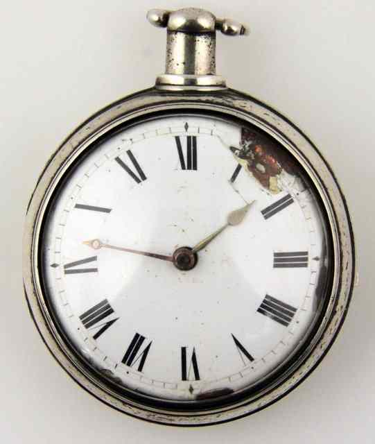 Appraisal: A George III pair cased pocket watch with white enamel