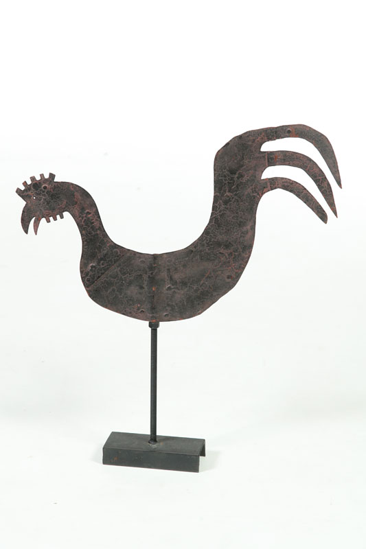 Appraisal: WEATHERVANE American early th century sheet metal Cutout rooster silhouette