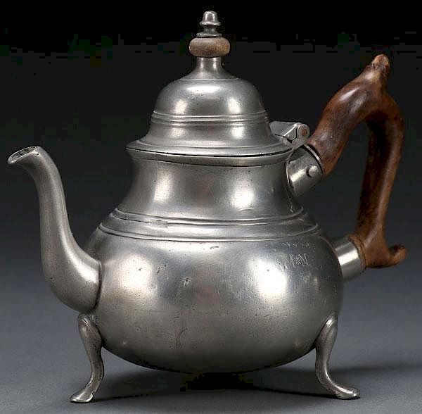 Appraisal: GEORGE II PEWTER TEAPOT SAMUEL ELLIS A GOOD ENGLISH GEORGE