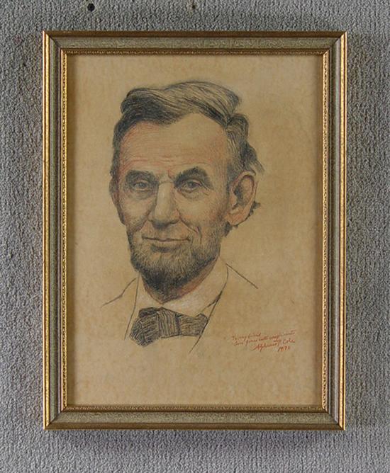 Appraisal: Cole Alphaeus P - Colored pencil sketch of Abraham Lincoln