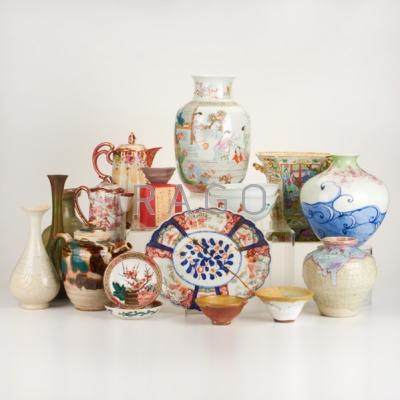 Appraisal: ASIAN GROUP Eighteen pieces including vases teapots tea bowls bowls