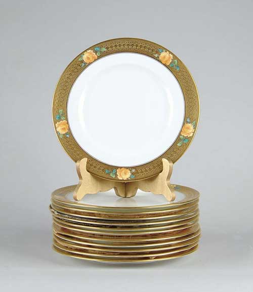 Appraisal: SET OF TWELVE DECORATED PLATES BY CAULDON Plates have embossed