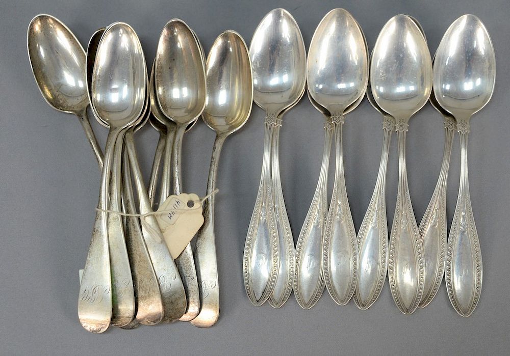 Appraisal: N Harding Boston coin silver spoons including a set of