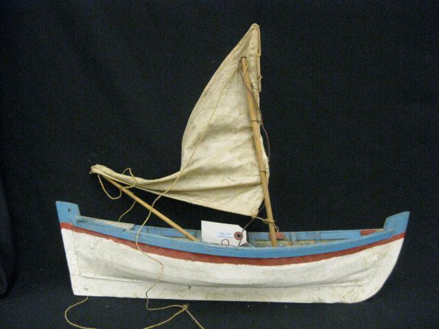 Appraisal: Antique Pond Boat canvas wood long