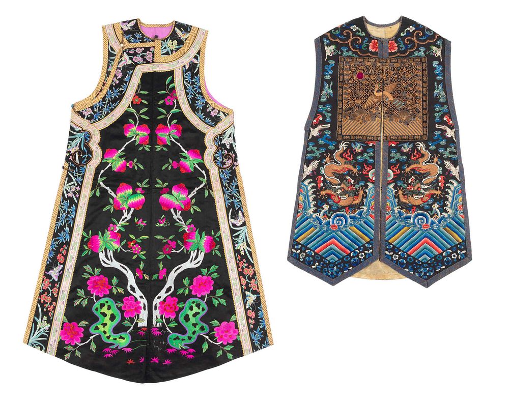 Appraisal: Two Silk Embroidered Lady's Vests Length of larger in cm