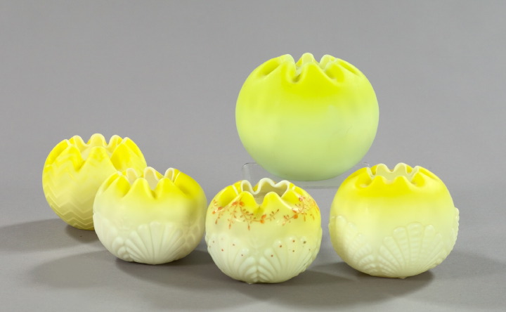 Appraisal: Collection of Five Satin Glass Vases consisting of a citron