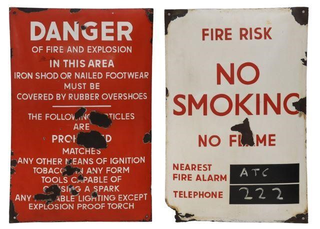 Appraisal: lot of German enameled iron safety signs Munchner Emaillierwerk th