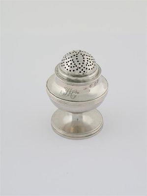 Appraisal: A George III 'squat' pepper with reeded borders initialled by