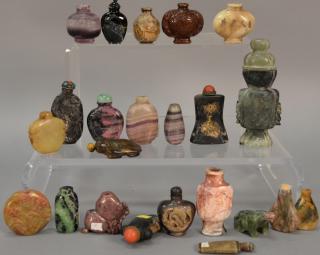 Appraisal: Collection of twenty-three hardstone and quartz snuff bottles to include