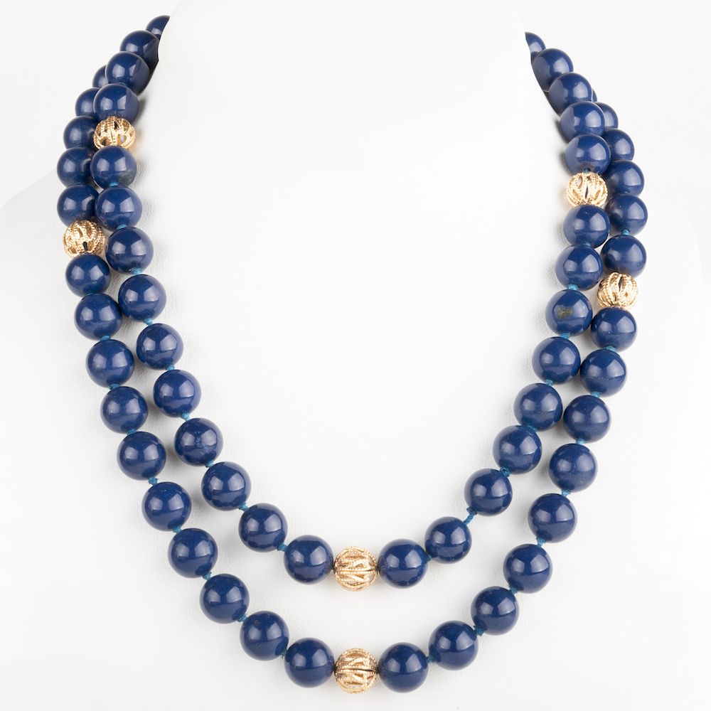 Appraisal: Lapis Lazuli and Gold Bead Necklace Lapis Lazuli and Gold