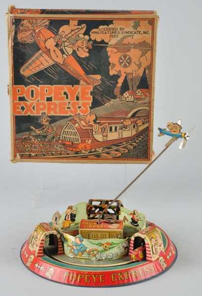 Appraisal: Tin Marx Popeye Express Airport Wind-Up Toy Description American Working