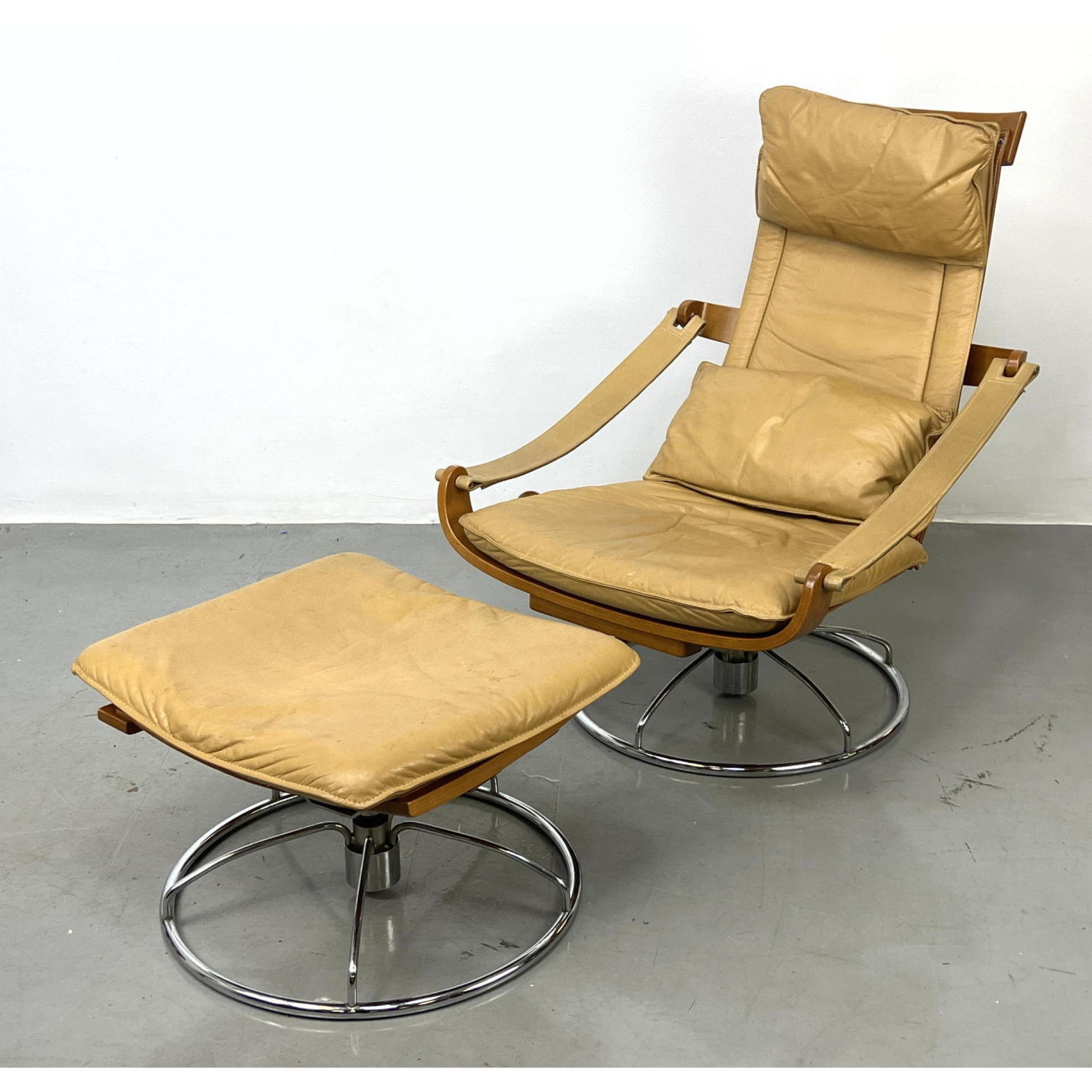 Appraisal: NELO Swedish Modern Lounge Chair and Ottoman Dimensions H inches