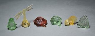 Appraisal: Collection of six Lalique colored glass small size figures Collection