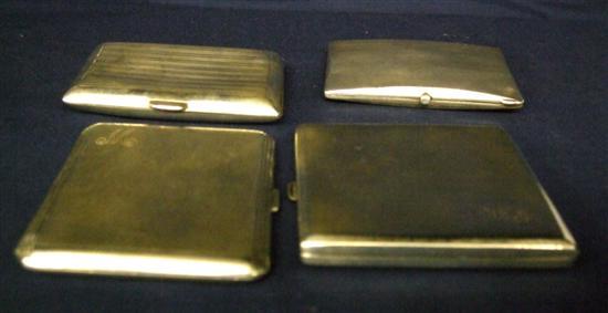 Appraisal: Four silver cigarette cases all with engine turned decoration Birmingham