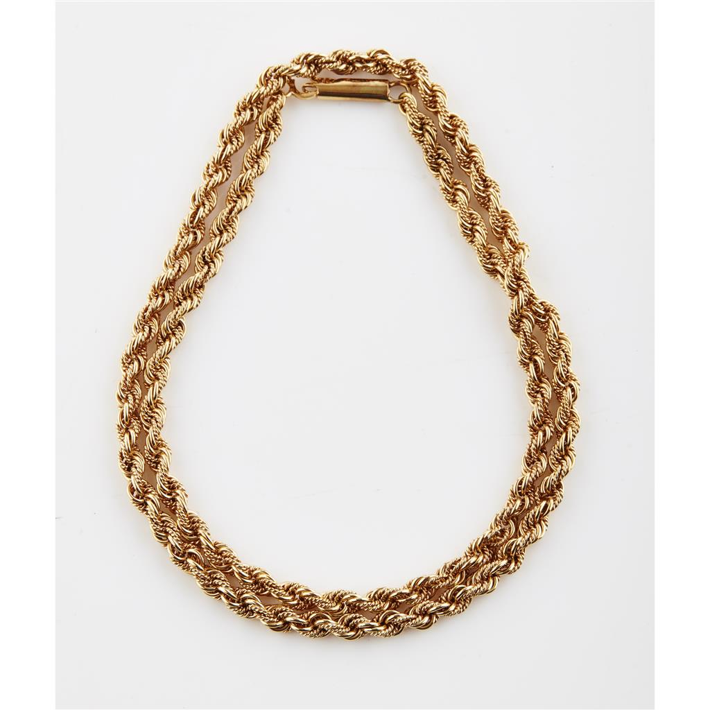 Appraisal: A ct gold rope twist necklace composed of a single