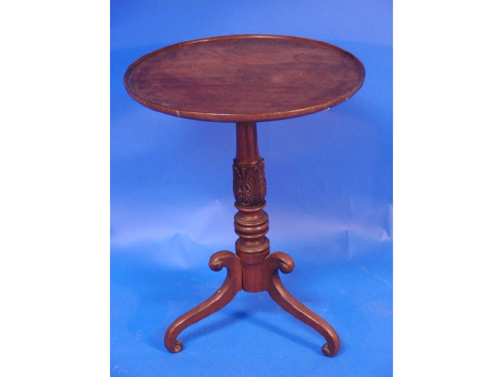 Appraisal: A Victorian mahogany tripod supper table with circular dished top