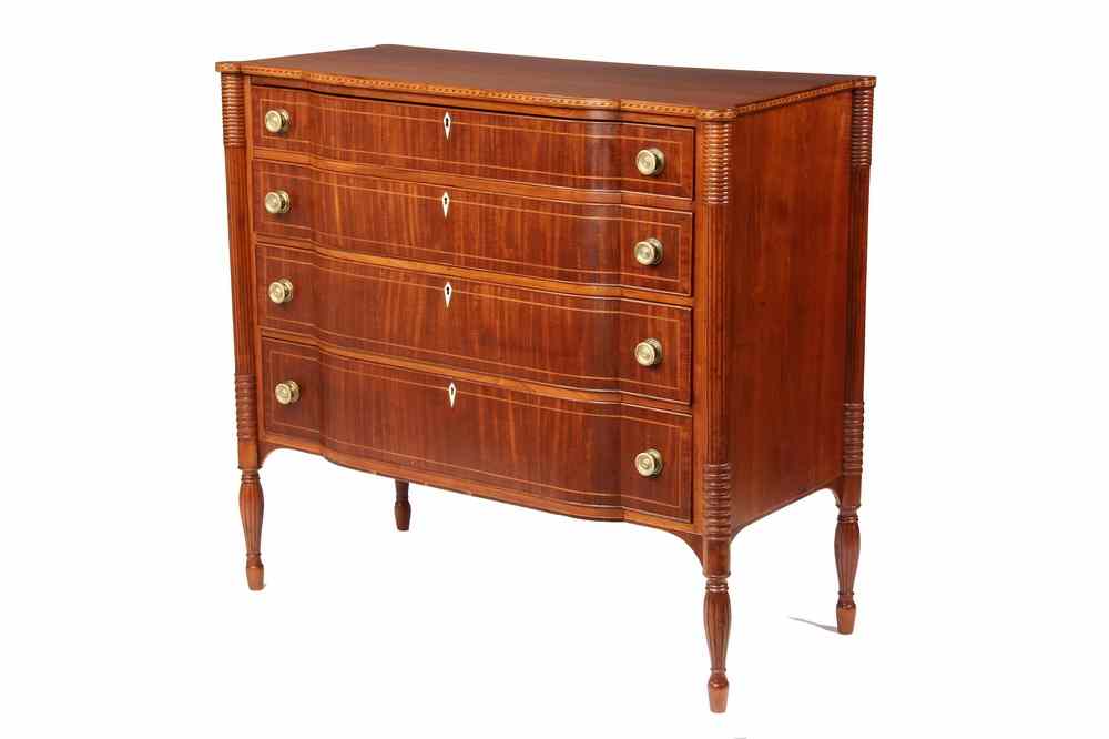 Appraisal: SHERATON DRESSER - Four Drawer Sheraton Period Dresser in mahogany