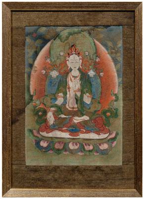 Appraisal: Tibetan thanka of White Tara distemper on cloth the goddess