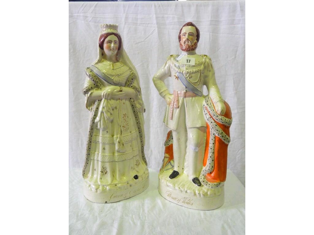 Appraisal: A pair of large th century Staffordshire figures showing the