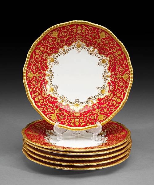 Appraisal: A set of six Coalport dessert plates retailed by Davis