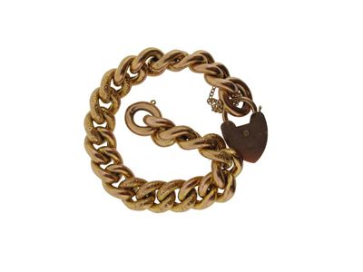 Appraisal: A ct gold curb link bracelet With plain and textured